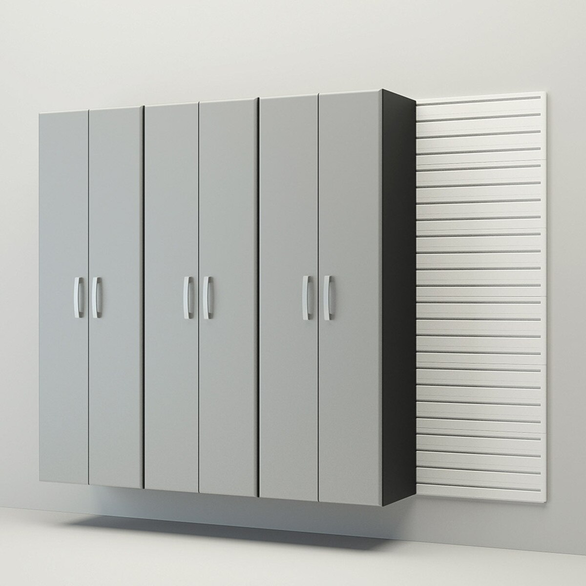 Flow Wall 3 Piece Tall Cabinet Storage Set - Silver/White