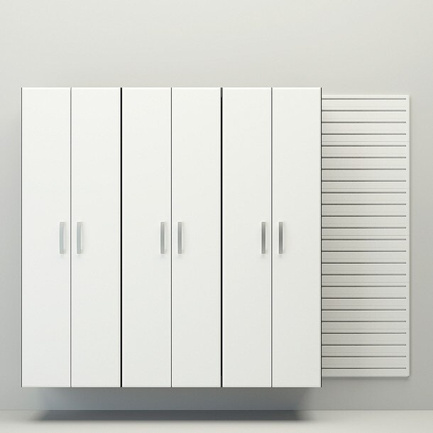 Flow Wall 3 Piece Tall Cabinet Storage Set - White/White