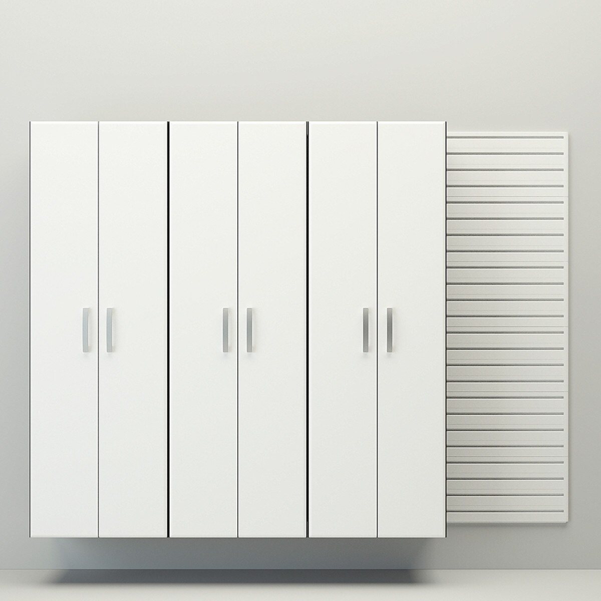 Flow Wall 3 Piece Tall Cabinet Storage Set - White/White