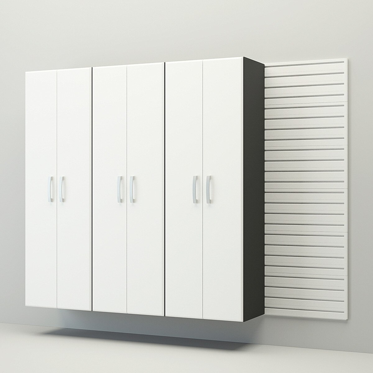 Flow Wall 3 Piece Tall Cabinet Storage Set - White/White
