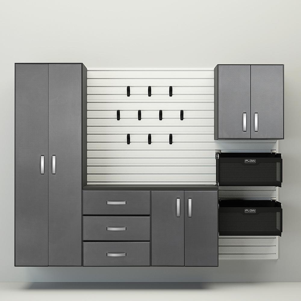 Flow Wall 5 Piece Complete Storage Cabinet Set - White/Graphite