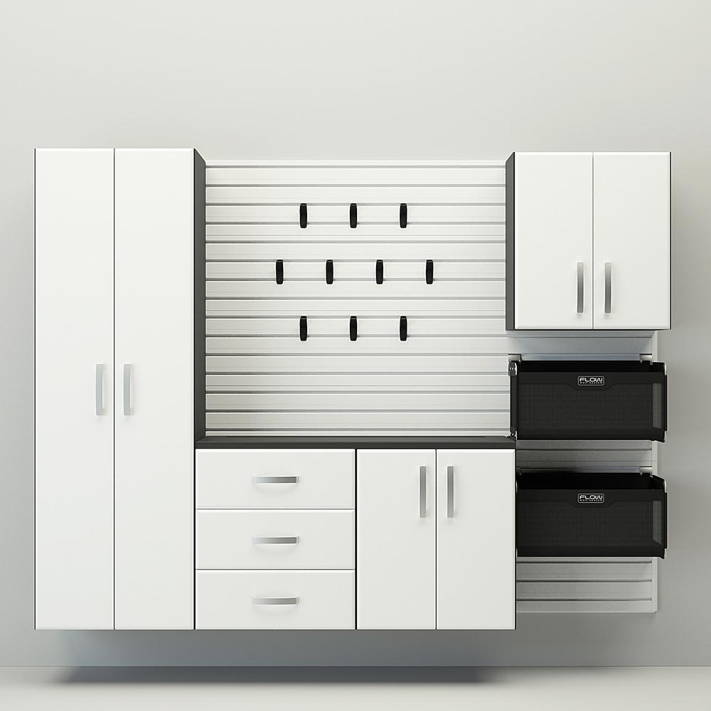 Flow Wall 5 Piece Complete Storage Cabinet Set - White