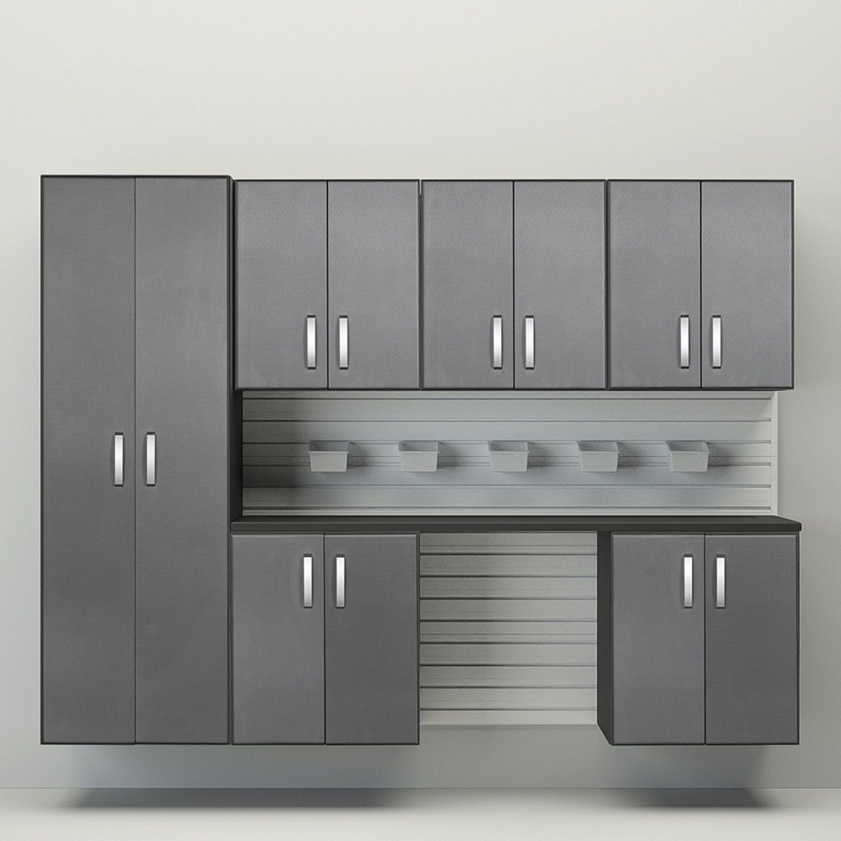 Flow Wall 8 Piece Cabinet Set - White/Graphite