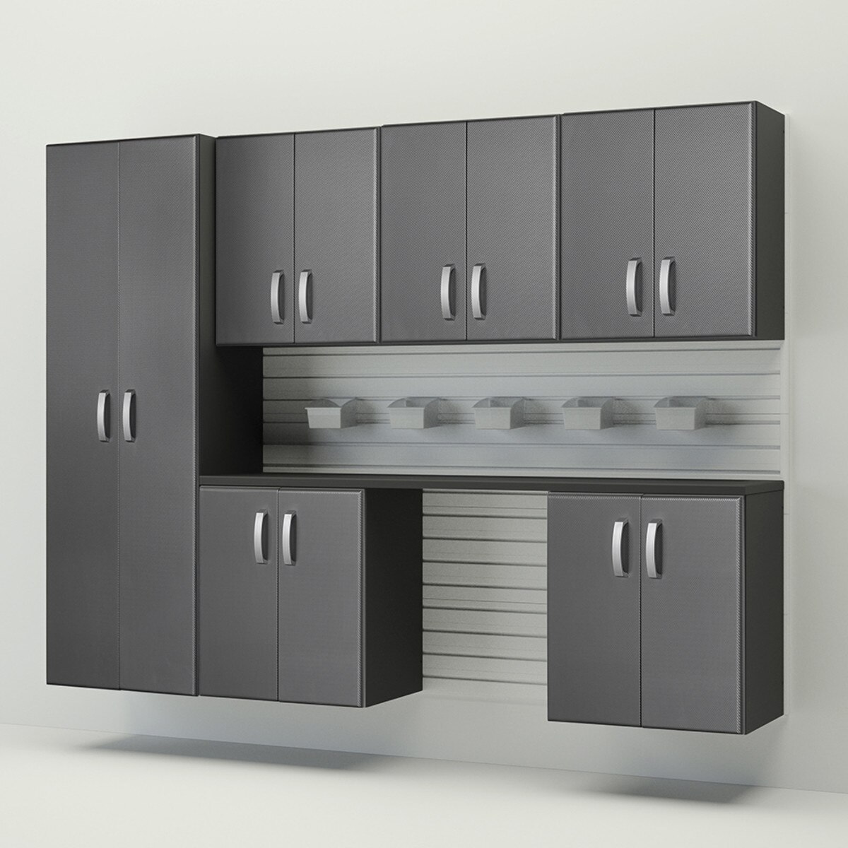 Flow Wall 8 Piece Cabinet Set - White/Graphite