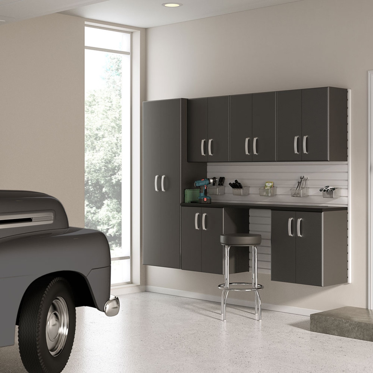 Flow Wall 8 Piece Cabinet Set - White/Graphite