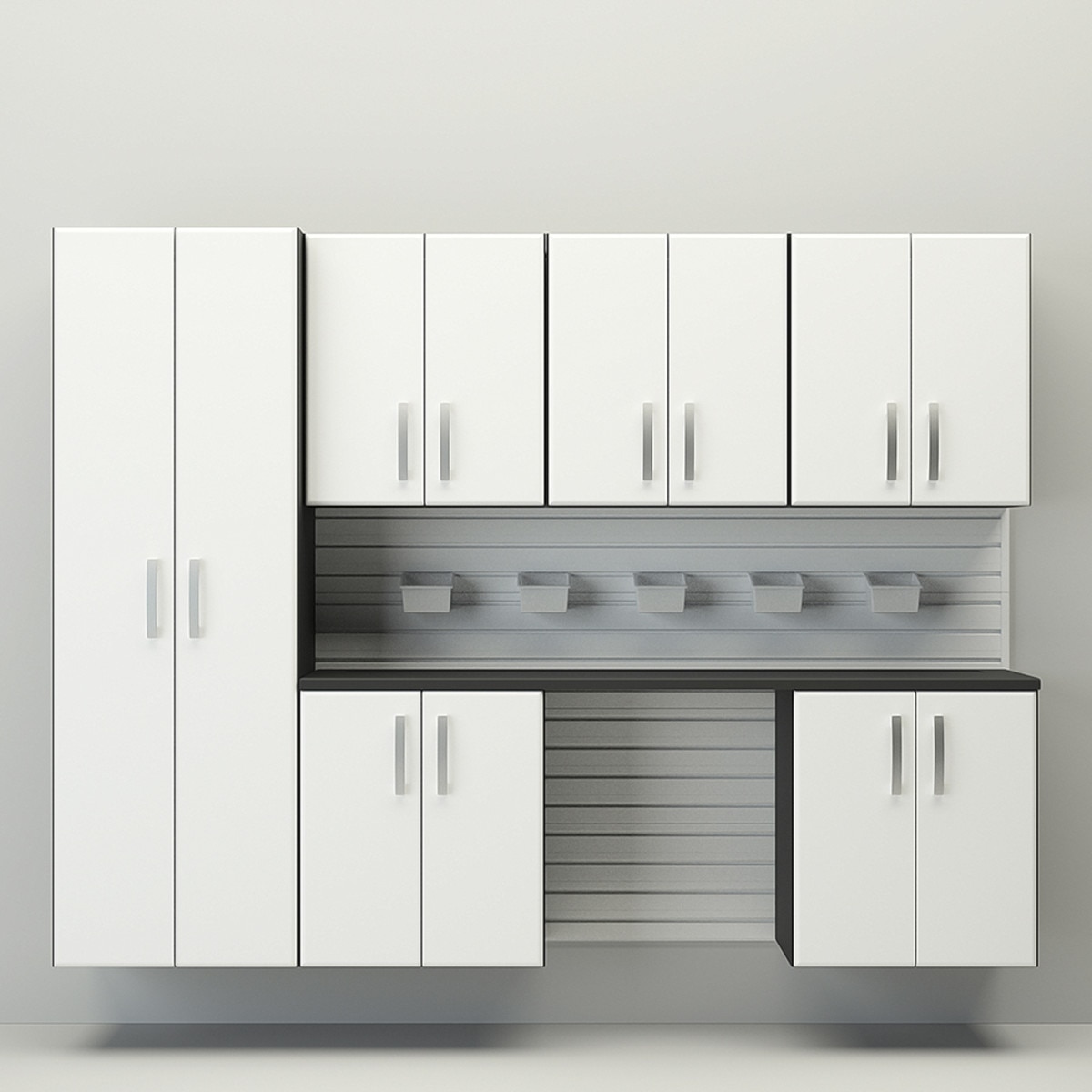 Flow Wall 7 Piece Cabinet Storage Set - White