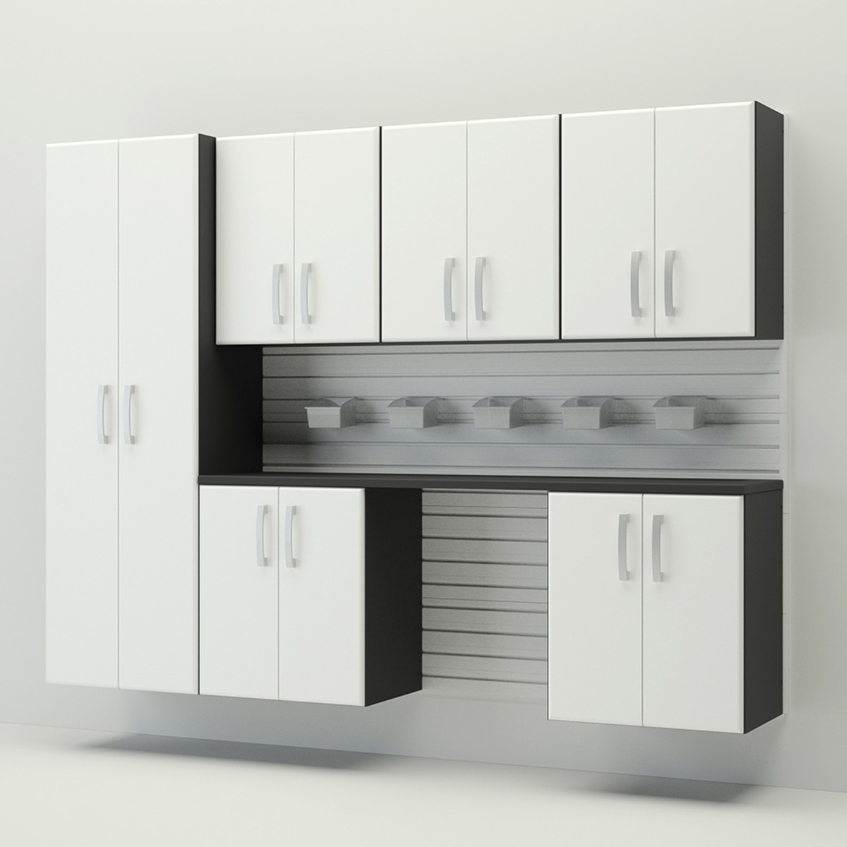 Flow Wall 7 Piece Cabinet Storage Set - White