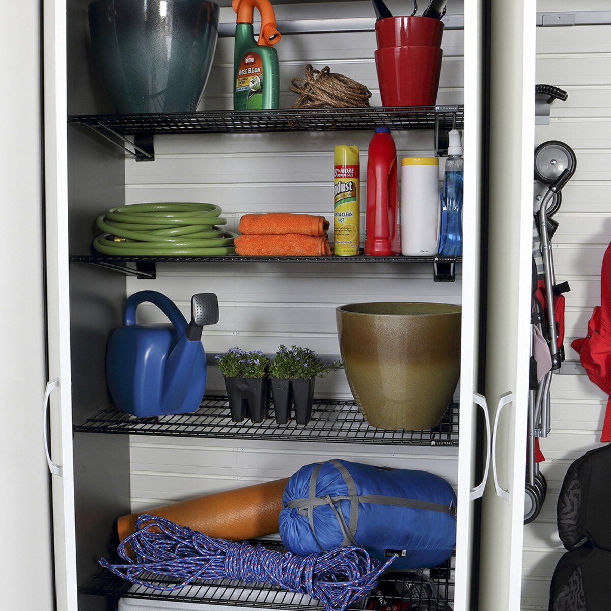 Flow Wall 8 Piece Jumbo Cabinet Set - Silver/Silver