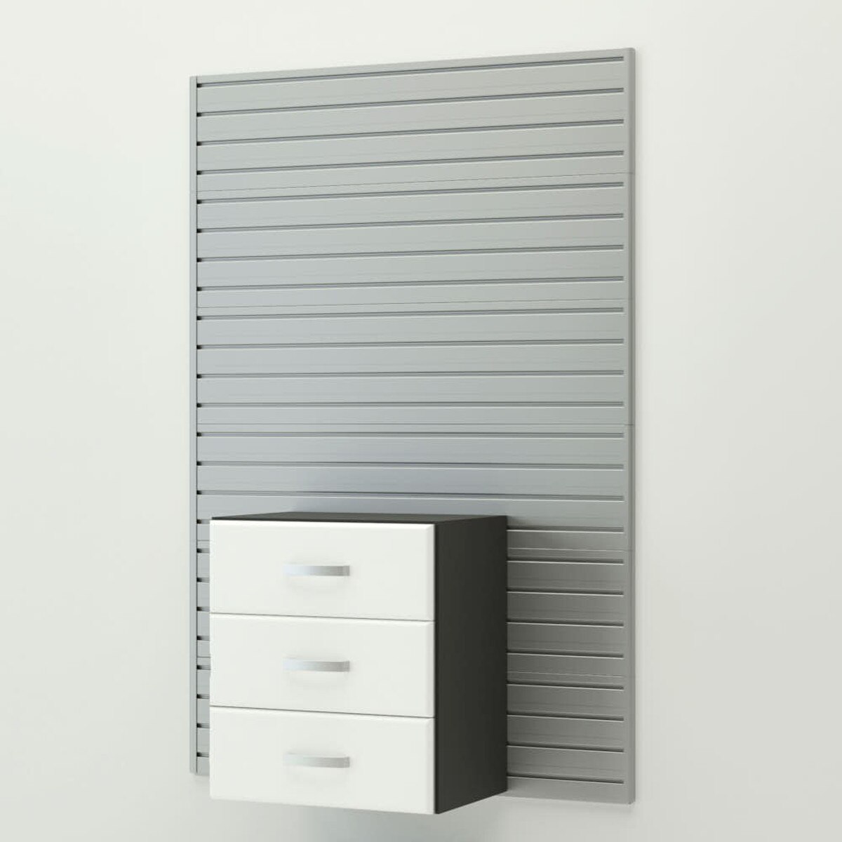 Flow Wall Jumbo Cabinet Drawer Workstation - White/Silver