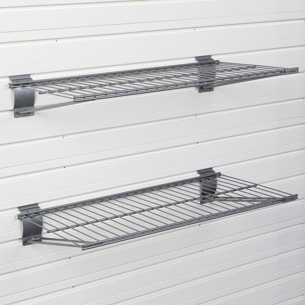 Flow Wall Metal Bracket Shelf (2 Pack) - Silver