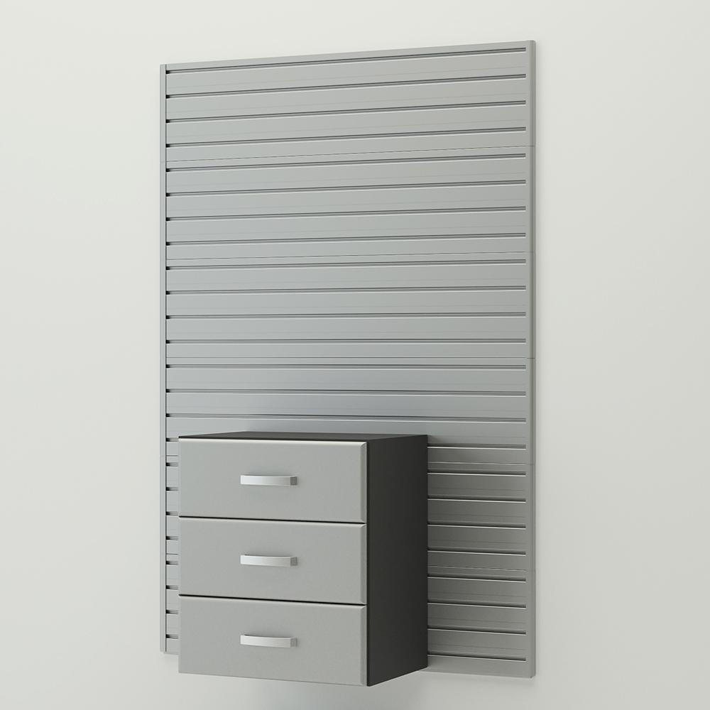 Flow Wall 3 Drawer Storage Silver