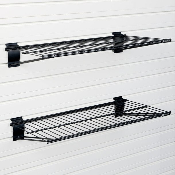 16 Piece Slatwall Panel, Shelf & Hook Storage Set - Black Slatwall