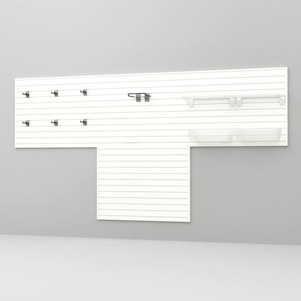 12 Piece Slatwall Panel, Shelf, Bin & Hook Storage Set - White Slatwall