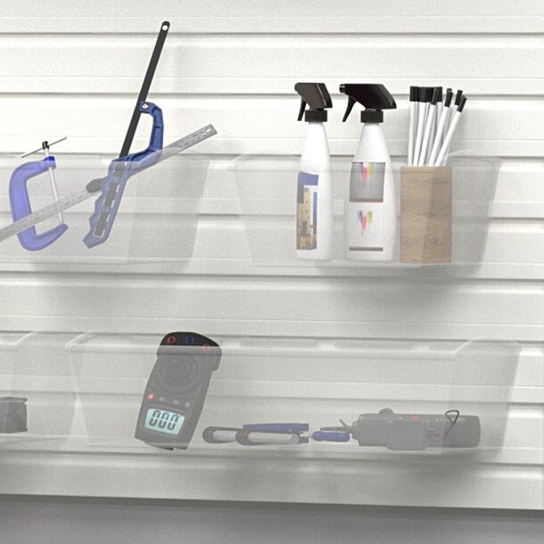 15 Piece Slatwall Panel, Bin, Shelf & Hook Storage Set - White Slatwall