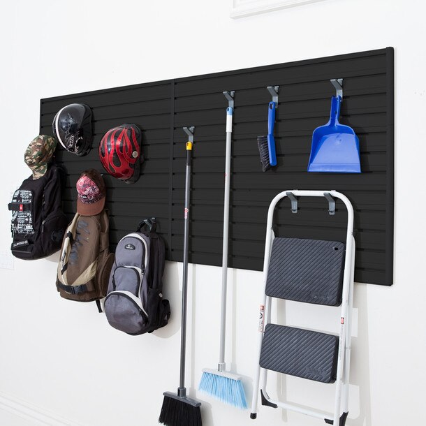 15 Piece Slatwall Panel & Hook Storage Set - Black Slatwall