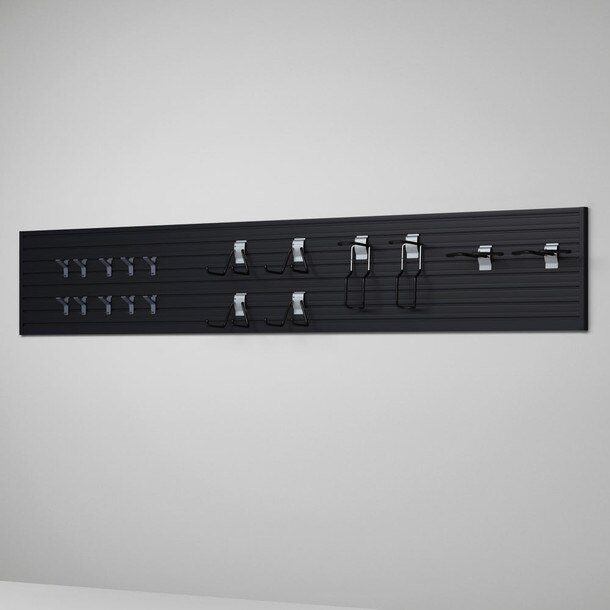 19 Piece Slatwall Panel & Sports Hook Storage Set - Black Slatwall