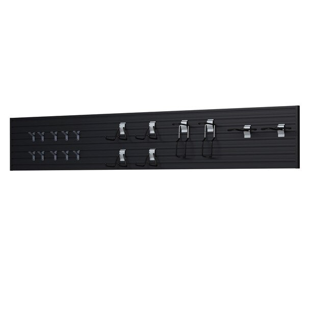 19 Piece Slatwall Panel & Sports Hook Storage Set - Black Slatwall