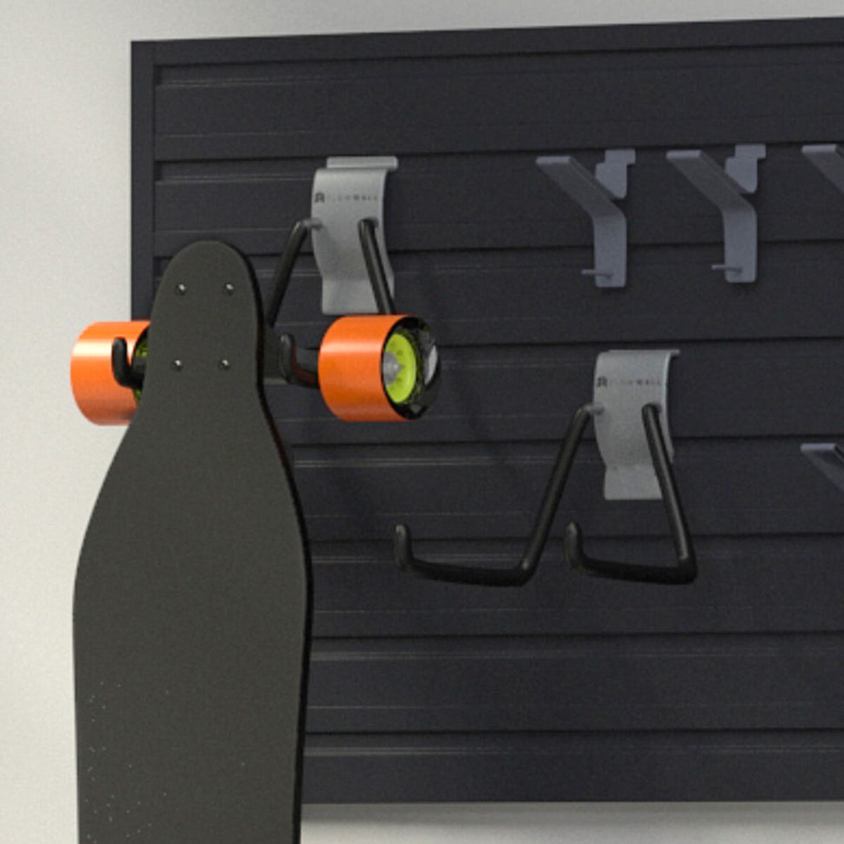 19 Piece Slatwall Panel & Sports Hook Storage Set - Black Slatwall