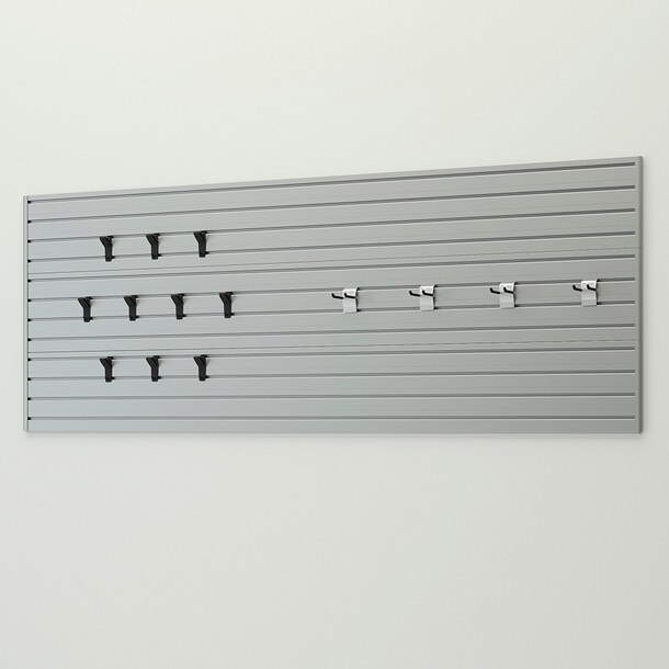 15 Piece Slatwall Panel & Hook Storage Set - Silver Slatwall