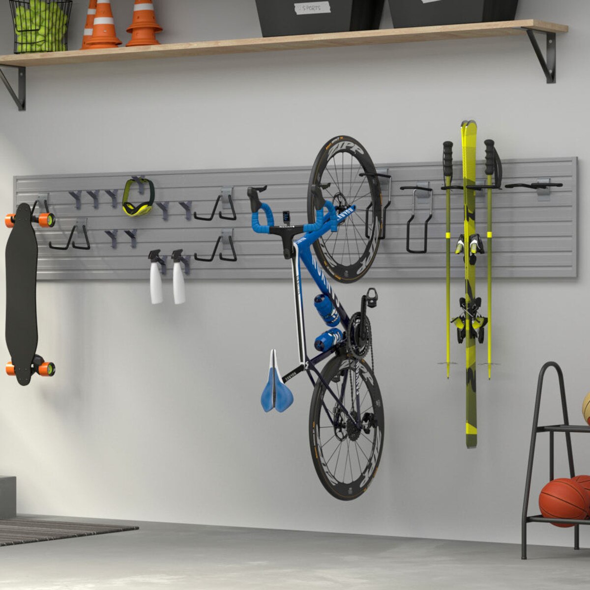 Flow Wall Sports Hook and Panel System - Silver