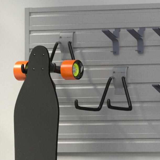 19 Piece Slatwall Panel & Sports Hook Storage Set - Silver Slatwall