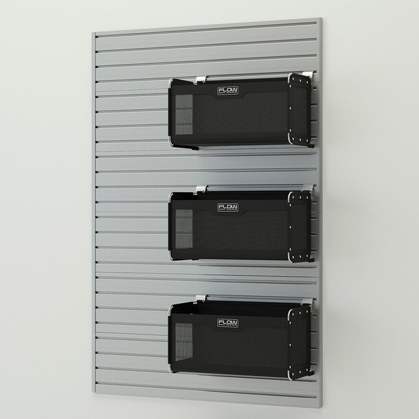 4 Piece Slatwall Panel & Soft Bin Storage Set - Silver Slatwall