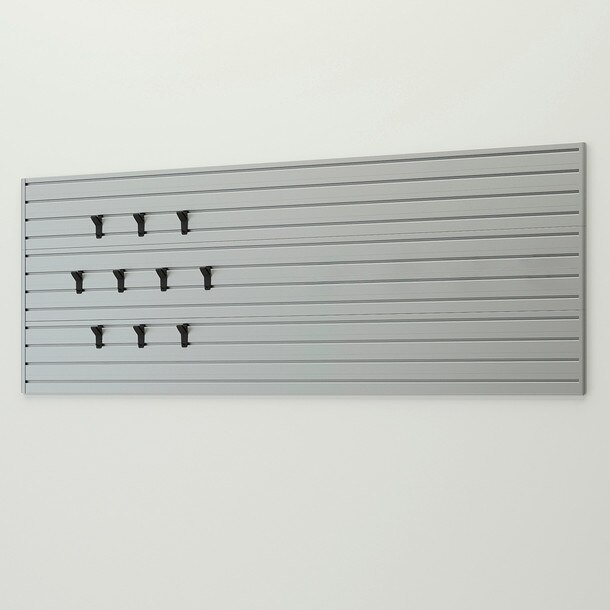 11 Piece Slatwall Panel & Hook Storage Set - Silver Slatwall