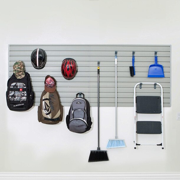 11 Piece Slatwall Panel & Hook Storage Set - Silver Slatwall