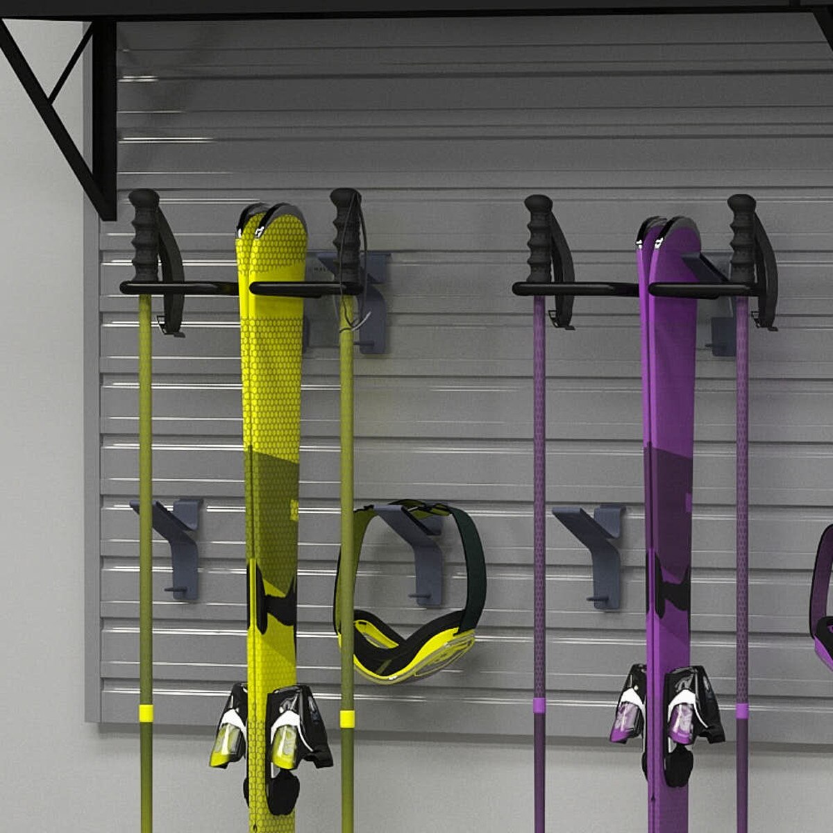 17 Piece Slatwall Panel, Heavy Duty Shelf, Sports Hook Storage Set - Silver Slatwall