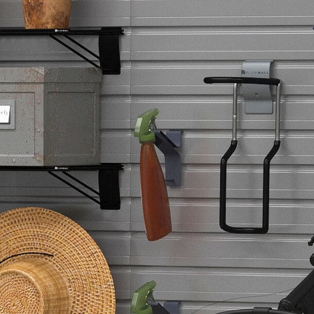 17 Piece Slatwall Panel, Shelf & Bike Hook Storage Set - Silver Slatwall