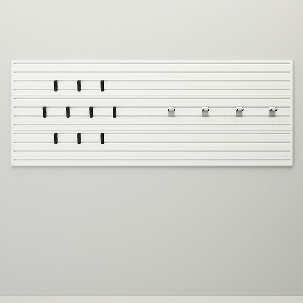 15 Piece Slatwall Panel & Hook Storage Set - White Slatwall