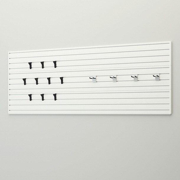 15 Piece Slatwall Panel & Hook Storage Set - White Slatwall