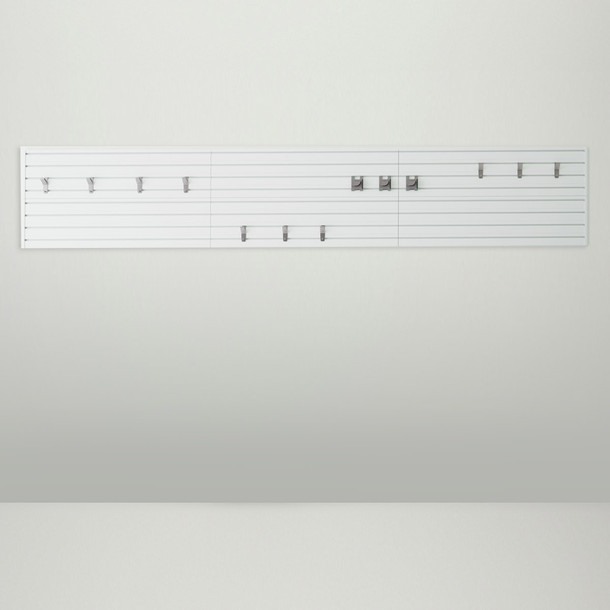 14 Piece Slatwall Panel, Hook Storage Set - White Slatwall