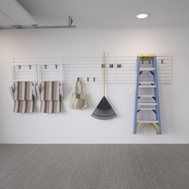 14 Piece Slatwall Panel, Hook Storage Set - White Slatwall