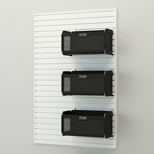4 Piece Slatwall Panel & Soft Bin Storage Set - White Slatwall