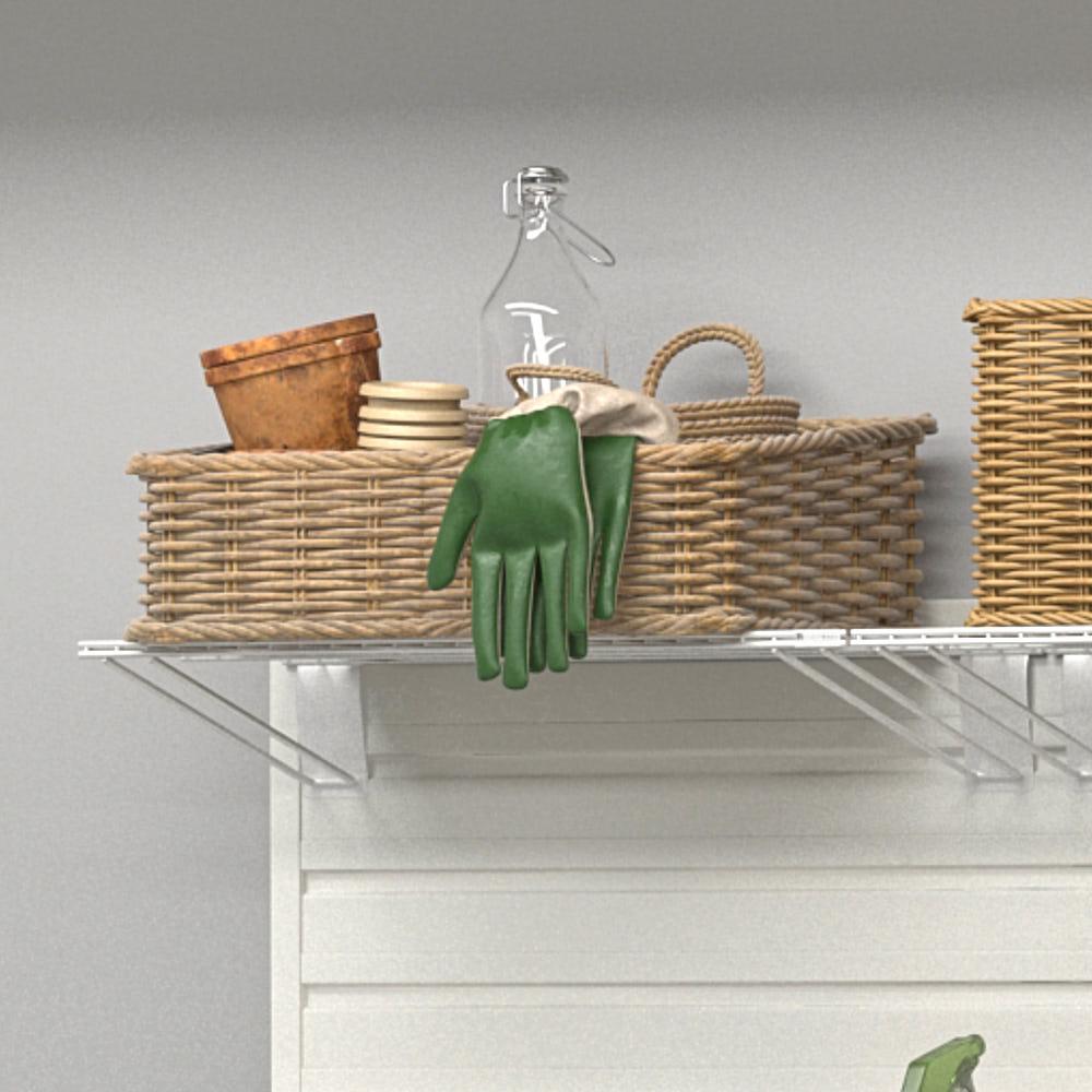 17 Piece Slatwall Panel, Shelf, Bin, Bike Hook Storage Set - White