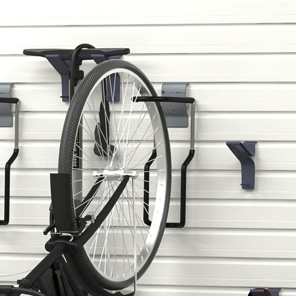 17 Piece Slatwall Panel, Shelf, Bin & Bike Hook Storage Set - White Slatwall