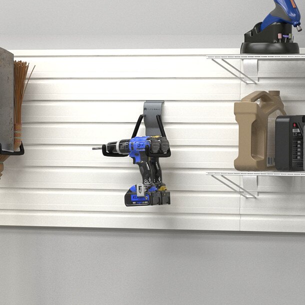 8 Piece Slatwall Panel, Shelf & Hook Storage Set - White Slatwall