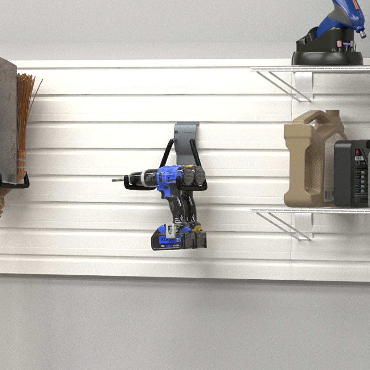 8 Piece Slatwall Panel, Shelf & Hook Storage Set - White Slatwall