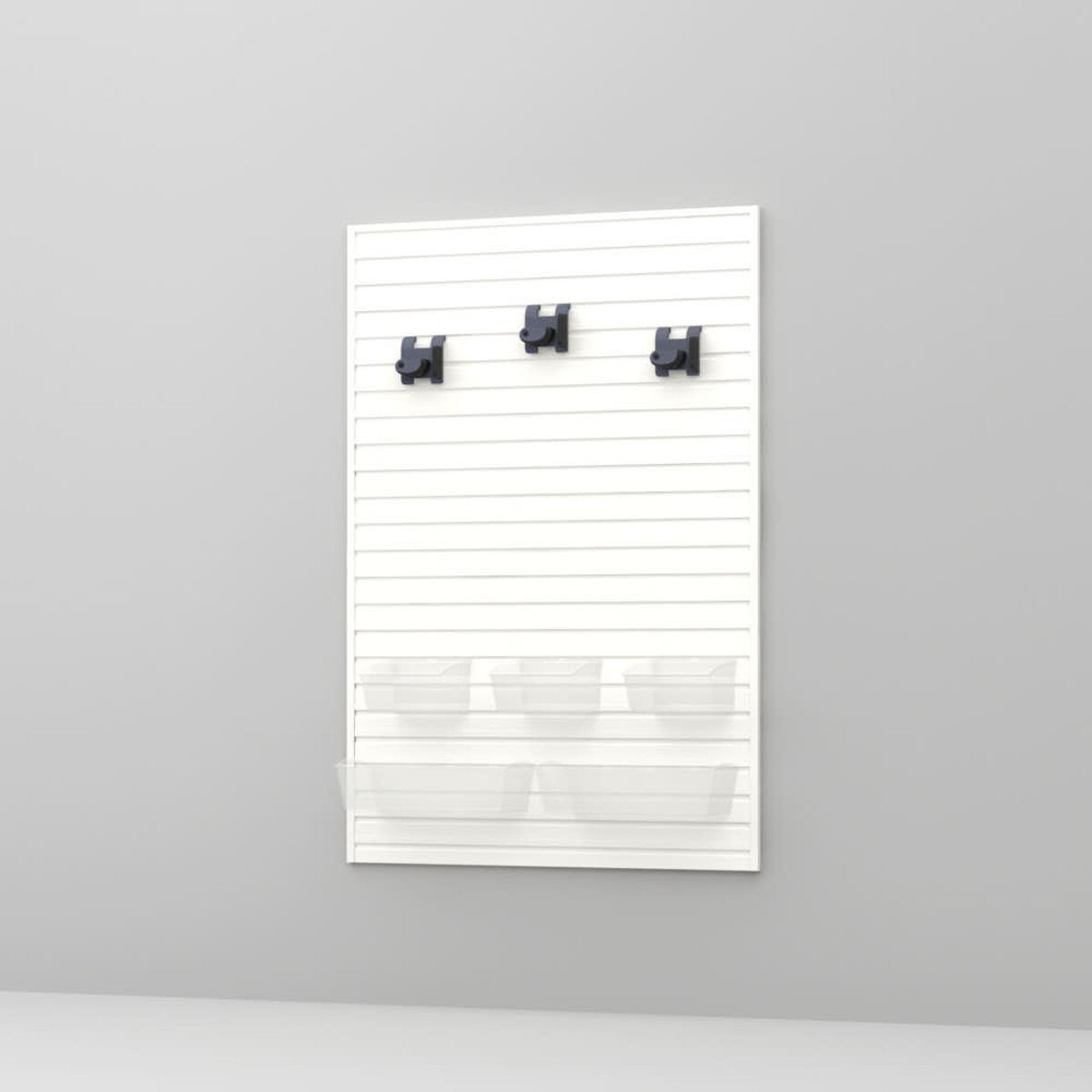 9 Piece Slatwall Panel, Bin & Hook Storage Set - White Slatwall