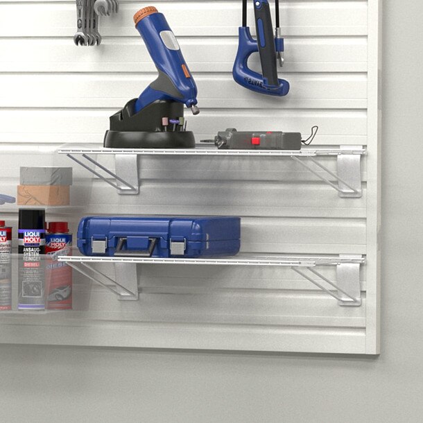 15 Piece Slatwall Panel, Shelf, Jumbo Bin & Hook Storage Set - White Slatwall