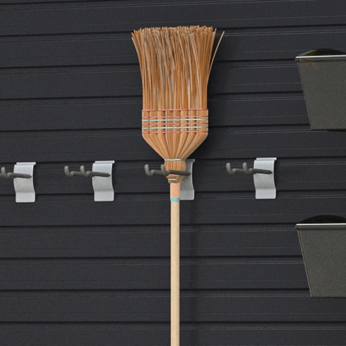 21 Piece Slatwall Panel, Hook & Bin Storage Set - Black Slatwall